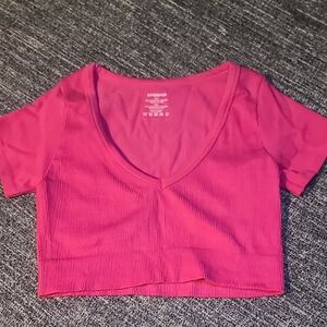 Pink Ribbed Women's Top